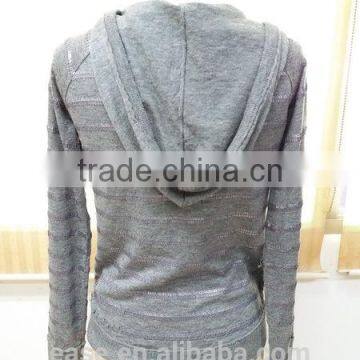 Best selling 100% cashmere women zip front hoodie sweater