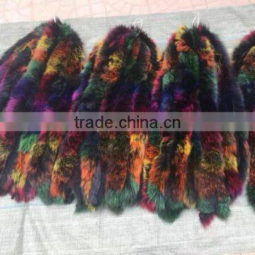 BBG-H-24 Popular professional real fox fur trimming strip detachable cheap fox fur collar hood