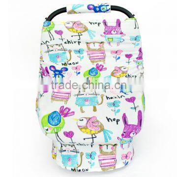 Wholesale Cute Animal Printed Cotton Nursing Baby Car Cover 2pcs Sets