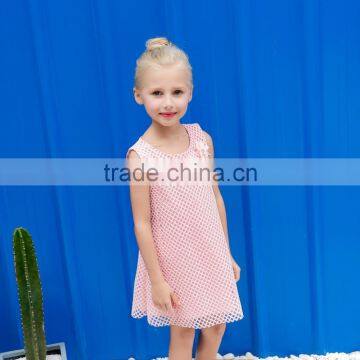 S17621A New Model Girl Dress Summer 2017 Sleeveless Pink Grenadine Girl Casual Dress photo-2