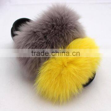 Myfur Mult Color Fur Slippers Fur Sandals Ladies Fox Fur Slippers Soft Indoor Slide Sandals photo-6