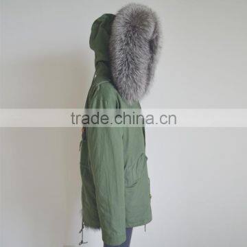 Myfur Latest Luxury Customized Silver Fox Fur Hooded Adults Unisex Parka Wholesale photo-4