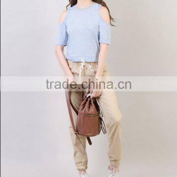 Womens Cold Shoulder Custom Cotton Tee Shirts photo-6