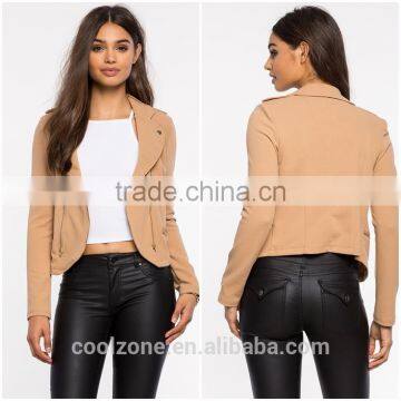 Latest notched collar asymmetric zip woman jacket fashion women coats