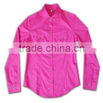 100% Cotton Design China Made Popular Ladies Pink Color Dress Shirt photo-4