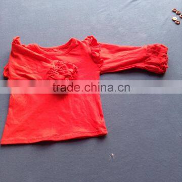 2015 New Organic 95% Cotton 5% Spandex Wholesale Baby Girls Shirts With Lantern Sleeve QL-59 photo-2