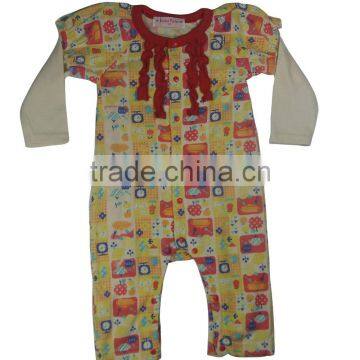 Baby Clothes, 100% Cotton Baby Girl Long Romper, Allover Print Romper photo-3