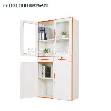 2 Tier Cardboard Storage Locker Metal Furniture/combination Storage Cabinet Glass Door photo-3