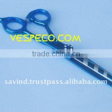 Blue-Zebra Rubber Handle Half Blade Right-Handed Cutting Scissor