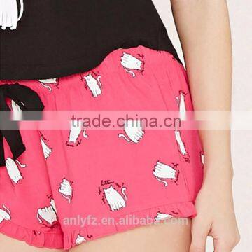 Anly Pajamas Women Hot 2016 Lovely Cat Print Short Sleeve Short Suits photo-5