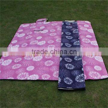 humid proof flower polar fleece Picnic Rug, Portable Throw, Picnic Blanket with bag