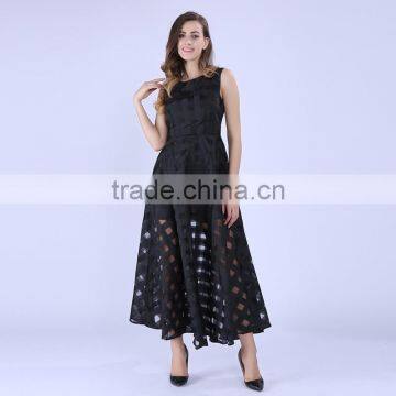 2016 Maxi Summer Plaid Women Dress New Long Organza day Dress Vestidos De Festa Satin Fashion style black women dresses