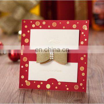 Red bow design business card wedding invitation card