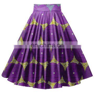 small orders customized african wax print fashion designer midi dance swing skirts