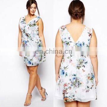 Floral Print Fat Women Clothes Plus Size Cocktail Dress Plus Size Party Dress
