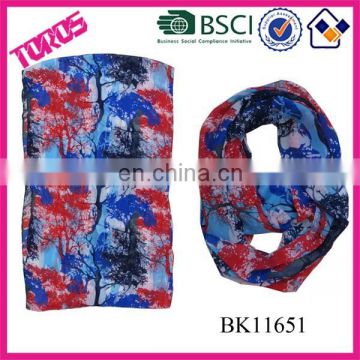 Latest Nice Pattern Plain Collar Muffler Chiffon Scarf Loop Scarf Snood