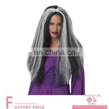 Halloween Decoration Jewish Full Lace Wig Hair With Black and White Color Mixed photo-2