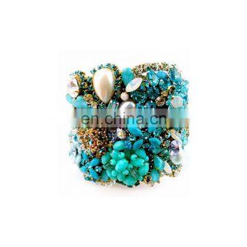 Aidocrystal Handmade Colorful Beads Wedding Bracelet Rhinestone Cuff Bangles Bracelet for women