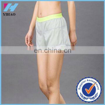 Yihao 2015 New Design Women Fitness Crossfit Dual Shorts Double Color Splicing Gym Shorts Wholesale