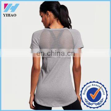 Yihao New Wholesale Bodybuliding Yoga Custom Woman running Plain T Shirt Sports Yoga mesh fashion T- Shirt 2015