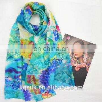 Factory custom three-color low MOQ silk habotai long scarves
