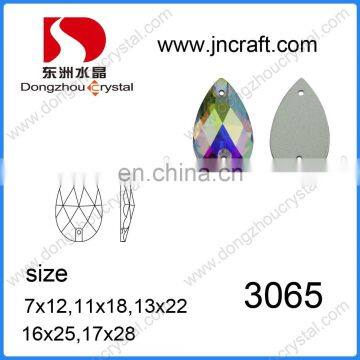 DZ-3065 drop shape crystal ab color sew on rhinestones for clothing