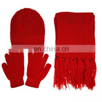 Custom Winter hat Knitted gloves 100%arcylic scarf set with embroidery