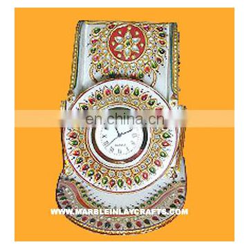 Marble Mobile Stand & Watch With Gold Painting