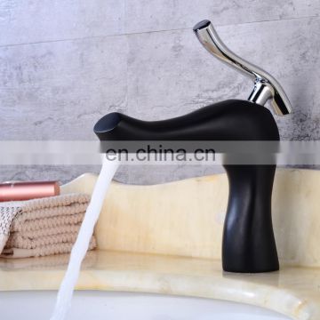 Single Handle Face Wash Black Basin Brass Bathroom Faucet