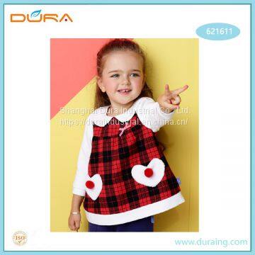 Girl's long-sleeved T-shirt, round collar, plaid blouse