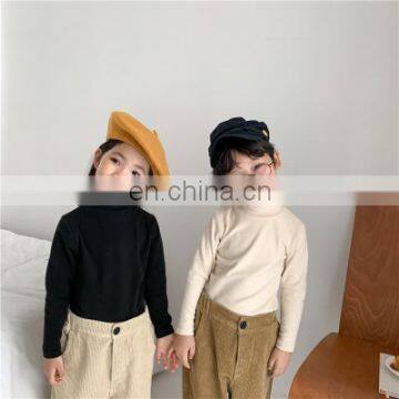 2020 autumn and winter new product children's solid color half high neck bottoming shirt for boys and girls all-match