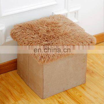 Reatai Hot Sale White Faux Fur Leather Foldable Storage Box Plush Ottoman for Sitting and Storage photo-4