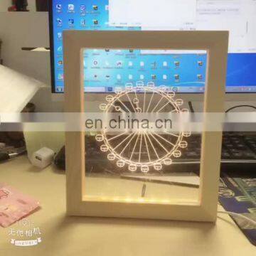 Led Lamp with Photo 3D Wood Frame Photo Lamp Warm Light