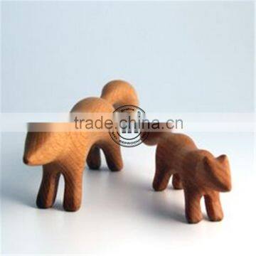 wooden craft fox ,Zakka home items,Natural wood decoration