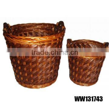 large willow laundry basket with handle