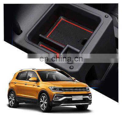 Interior Accessories Parts Silicone Armrest Rest Storage Box Center Control Console Organizer Tray For VW T-Cross