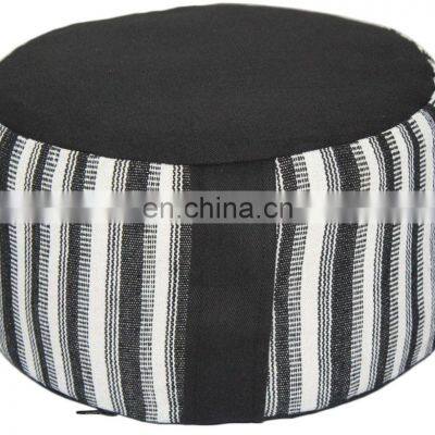 Cylindrical Zebra Striped Zafu Hand Loom Fabric Meditation Cushion Indian Supplier photo-2