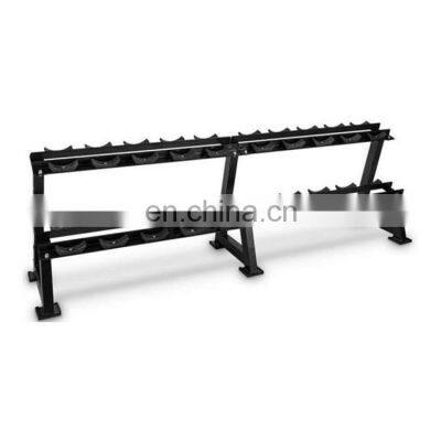 Buy Home Dumbbell Fitness Rack Unique Design Hot Selling Fitness Black Two Tier Dumbbell Kettlebell Rack