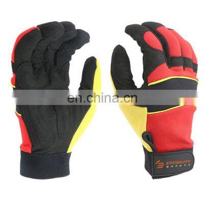 Comfortable mechanical work gloves microfiber leather gloves