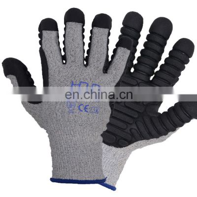 HANDLANDY Excellent Grip Vibration-Resistant Cut Resistant Safety Working TPE Dippedwork protection gloves