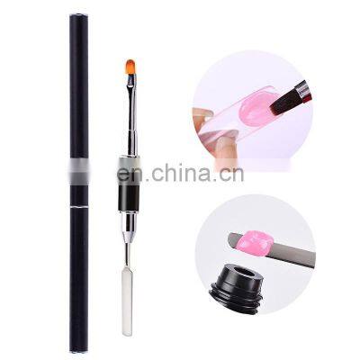 Two Sides Brush Dual Ended Acrylic Extension Builder Stainless Spatula Nail Art Gel Brush