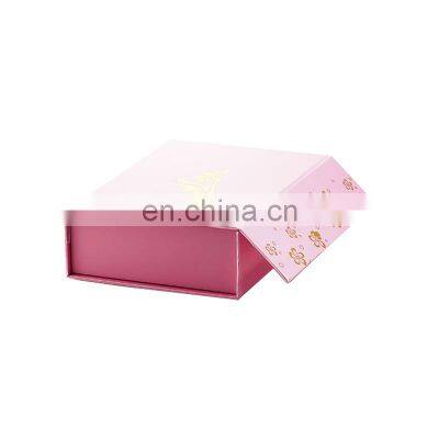 Luxury elegant baby pink magnetic shut lid foldable keepsake gift box