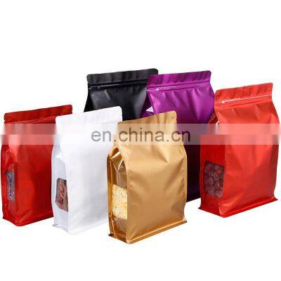 Colorful Package Side window bag Side Gusset Bag Rectangle Bottom Ziplock Packaging Pouch Eight Side Seal Pouch