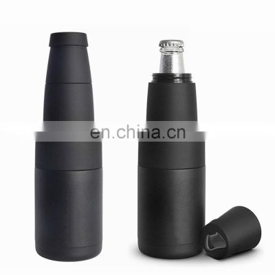 wholesale 12oz black powder coating stainless steel double wall vacuum insulated beer bottle