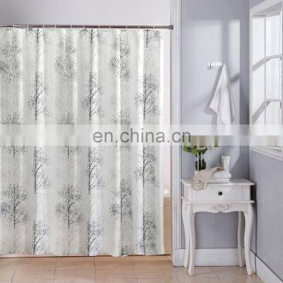 Hot selling gray tree pattern polyester shower curtain