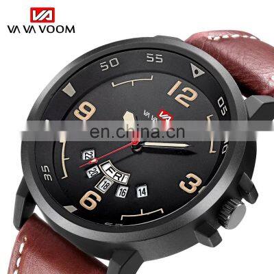 VaVa Voom VA-208 Vintage Men Quartz Watches Analog Water Resist Fashion Men Leather Watch