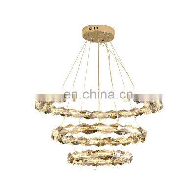 Modern Crystal Led Chandeliers For Dining Living Room Hall Bedroom Ceiling Trichromatic Pendant Lamps Golden Hanging Lights