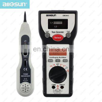 Allosun EM3642 Digital Cable Tester 2 in 1 Wire Tracker and Multi meter  Safety CATII 250V Electric Volt Amp Ohm Meter