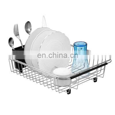 Expandable Dish Drying Rack Over The Sink Dish Drainer Dish Rack in Sink or On Counter with Utensil Silverware Storage Holder