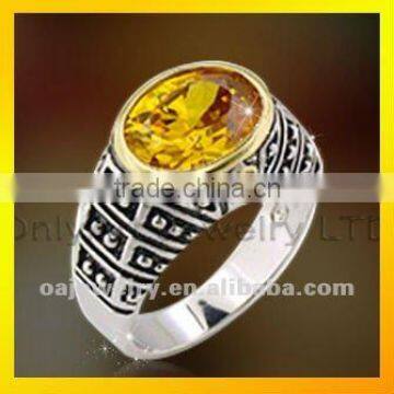 high quality fashion jewelry citrine antique silver ring jewellery